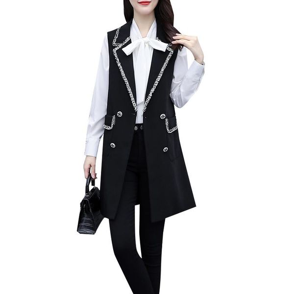 women's vests 2021 spring women casual double breasted office vest sleeveless jacket loose mid-length plus size waistcoat ladies tide h, Black;white
women's vests 2021 spring women casual double breasted office vest sleeveless jacket loose mid-length plus size waistcoat ladies tide h, Black;white
