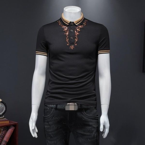 men's t-shirts short men sleeve t-shirt lapel sequin embroidered slim fit spring autumn black mixed color trim fashion solid top, White;black
men's t-shirts short men sleeve t-shirt lapel sequin embroidered slim fit spring autumn black mixed color trim fashion solid top, White;black