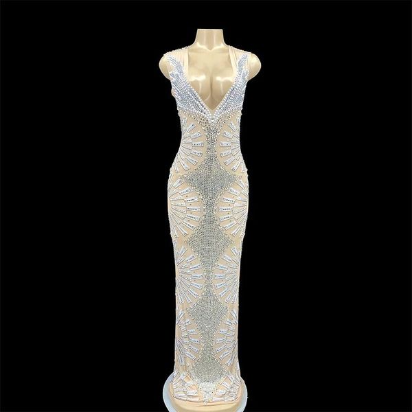 party decoration bling silver stones evening dress birthday celebrate mesh costume female singer show transparent
party decoration bling silver stones evening dress birthday celebrate mesh costume female singer show transparent