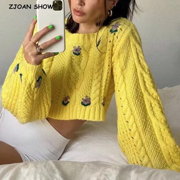 women's sweaters women french knitting twist flower embroidery sweater vintage short pullover knitwear long puff sleeve jumper, White;black
women's sweaters women french knitting twist flower embroidery sweater vintage short pullover knitwear long puff sleeve jumper, White;black