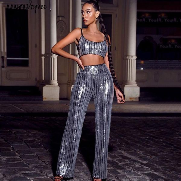 women's two piece pants 2021 fashion suit sequined spaghetti strap sleeveless short tank & 2 set, White
women's two piece pants 2021 fashion suit sequined spaghetti strap sleeveless short tank & 2 set, White