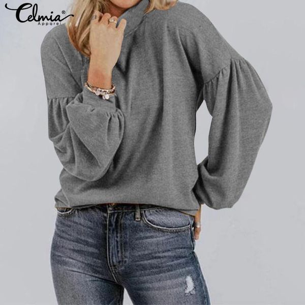 women's blouses & shirts celmia 2021 autumn casual knitted lantern long sleeve tunic fashion turtleneck solid loose buttons blusas, White
women's blouses & shirts celmia 2021 autumn casual knitted lantern long sleeve tunic fashion turtleneck solid loose buttons blusas, White