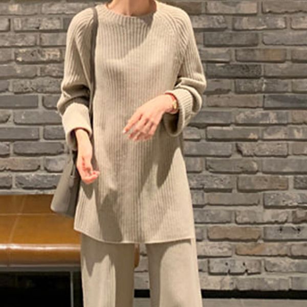 new fashion 2021 winter women's thicken warm knitted pullover sweater two-piece suits +high waist loose wide leg pant mcf7, Gray
new fashion 2021 winter women's thicken warm knitted pullover sweater two-piece suits +high waist loose wide leg pant mcf7, Gray