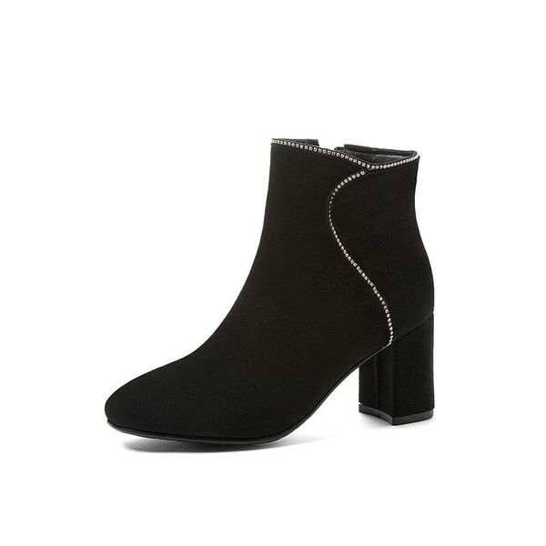 boots 2021 women ankle flock fashion side zipper autumn winter square high heel casual big size 34-43, Black
boots 2021 women ankle flock fashion side zipper autumn winter square high heel casual big size 34-43, Black