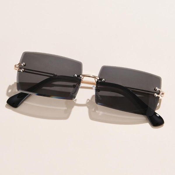 sunglasses vintage rectangle cut rimless designer tinted lens eyewear shades, White;black
sunglasses vintage rectangle cut rimless designer tinted lens eyewear shades, White;black
