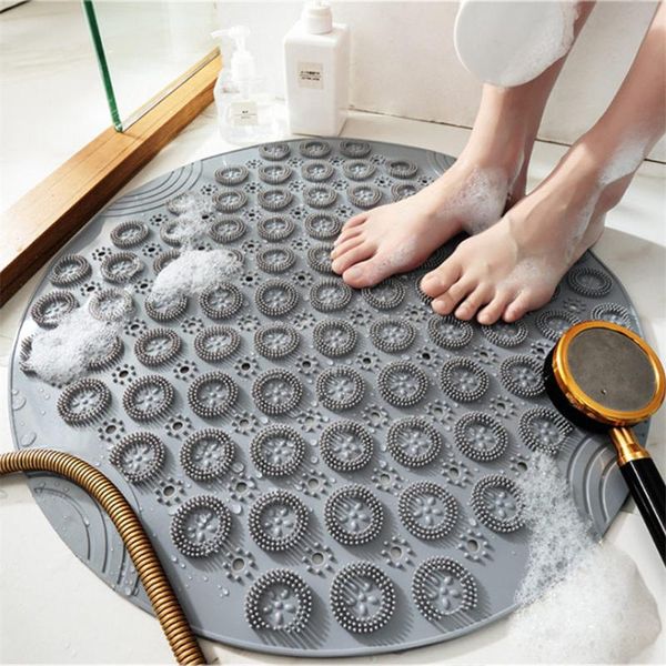 bath mats 55cm round silicone non-slip shower massage mat home el bathroom pvc drain holes suction cups floor lazy foot pad 1pc
bath mats 55cm round silicone non-slip shower massage mat home el bathroom pvc drain holes suction cups floor lazy foot pad 1pc