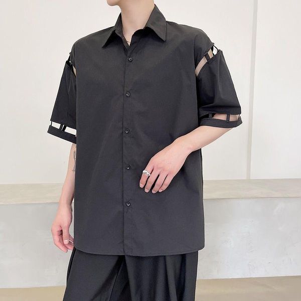 men's casual shirts trend brand fashion simple blouse irregular lapel shirt fashionable personality social camisa masculina stage wear, White;black
men's casual shirts trend brand fashion simple blouse irregular lapel shirt fashionable personality social camisa masculina stage wear, White;black