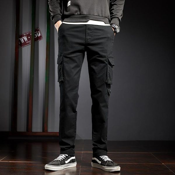 men's pants 2021 casual relaxed fit classic straight leg trousers male regular tapered cargo with pockets, Black
men's pants 2021 casual relaxed fit classic straight leg trousers male regular tapered cargo with pockets, Black