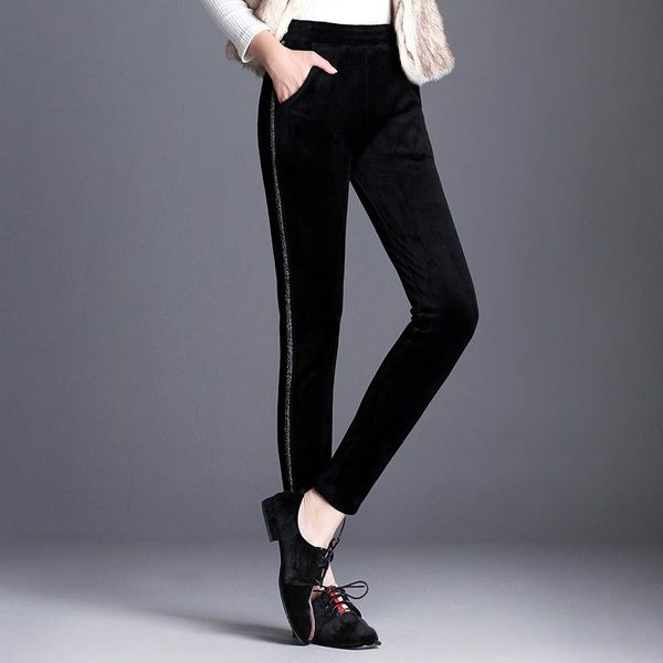 women's pants & capris women side stripe plus size 6xl thick fleece ladies pencil black elastic waist velvet trousers, Black;white
women's pants & capris women side stripe plus size 6xl thick fleece ladies pencil black elastic waist velvet trousers, Black;white