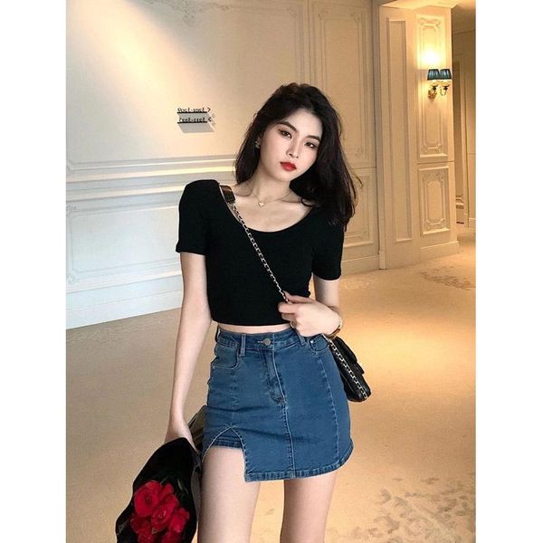 women's t-shirt 21 summer solid casual crew neck cross backless women y2k aesthetic, White
women's t-shirt 21 summer solid casual crew neck cross backless women y2k aesthetic, White