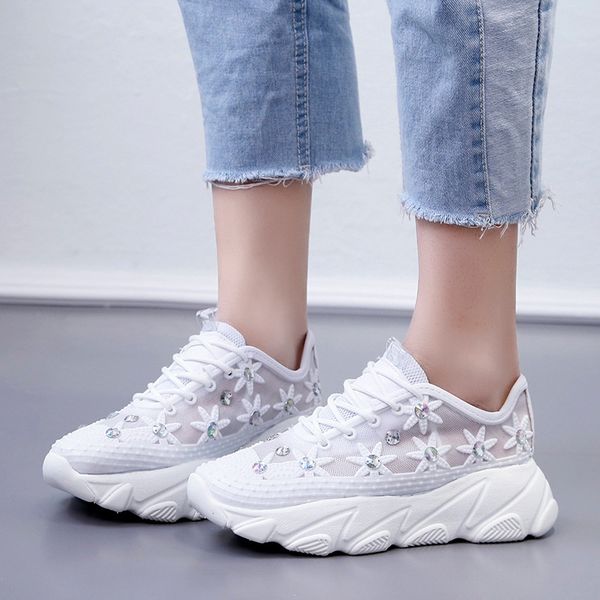 2021 summer a new type of women's sport shoes with mesh drill and hollow lace with platform heel, Black
2021 summer a new type of women's sport shoes with mesh drill and hollow lace with platform heel, Black