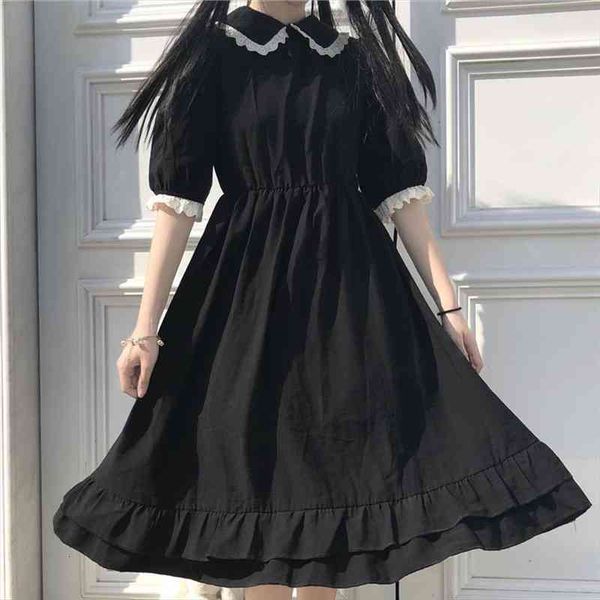 japanese college style summer dress sweet pan collar kawaii lace ruffles dress short sleeve mori girl black woman, Black;gray
japanese college style summer dress sweet pan collar kawaii lace ruffles dress short sleeve mori girl black woman, Black;gray