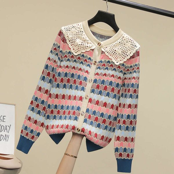autumn and winter 2020 new hand hook baby collar contrast plaid knitted cardigan coat blouse, Black
autumn and winter 2020 new hand hook baby collar contrast plaid knitted cardigan coat blouse, Black