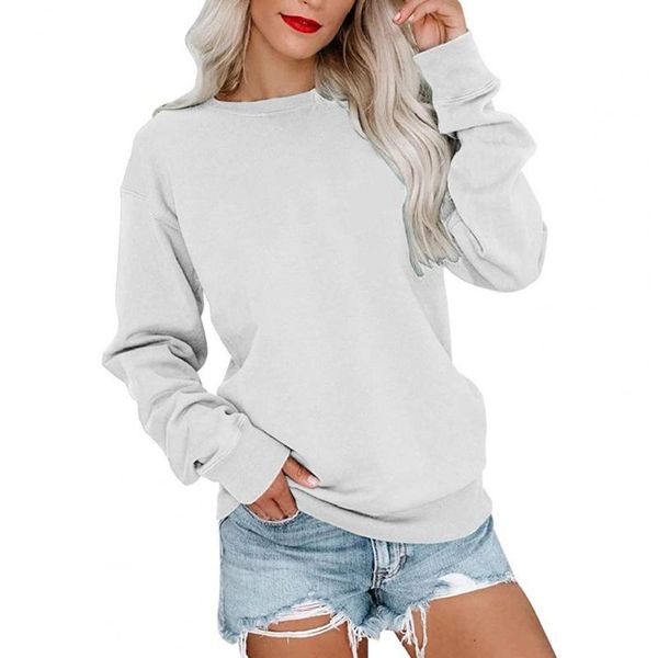 women's blouses & shirts blusas women cotton blend solid color long sleeve blouse shrink resistant o-neck loose fit pullover ladies, White
women's blouses & shirts blusas women cotton blend solid color long sleeve blouse shrink resistant o-neck loose fit pullover ladies, White