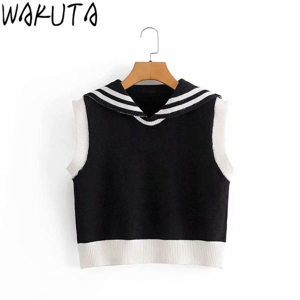 women's vests wakuta women vest sweater 2021 soilar collar knitted sweaters loose vintage female waistcoat chic clothes outfit, Black;white
women's vests wakuta women vest sweater 2021 soilar collar knitted sweaters loose vintage female waistcoat chic clothes outfit, Black;white
