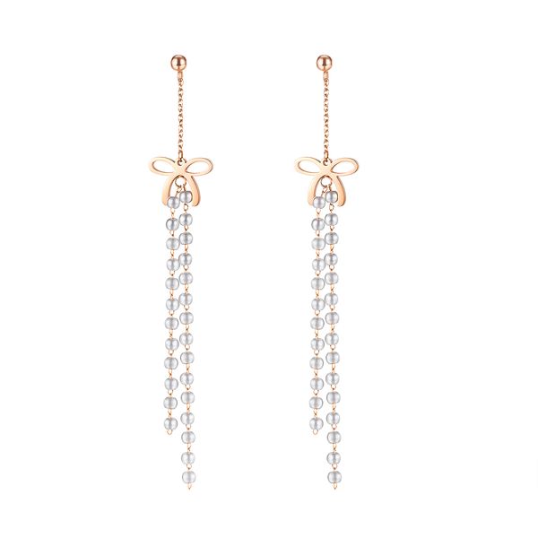 charm earrings for womens simple rose golden chain fashion titanium stainless steel personality long tassel with bow jewelry lovers girl gif
charm earrings for womens simple rose golden chain fashion titanium stainless steel personality long tassel with bow jewelry lovers girl gif