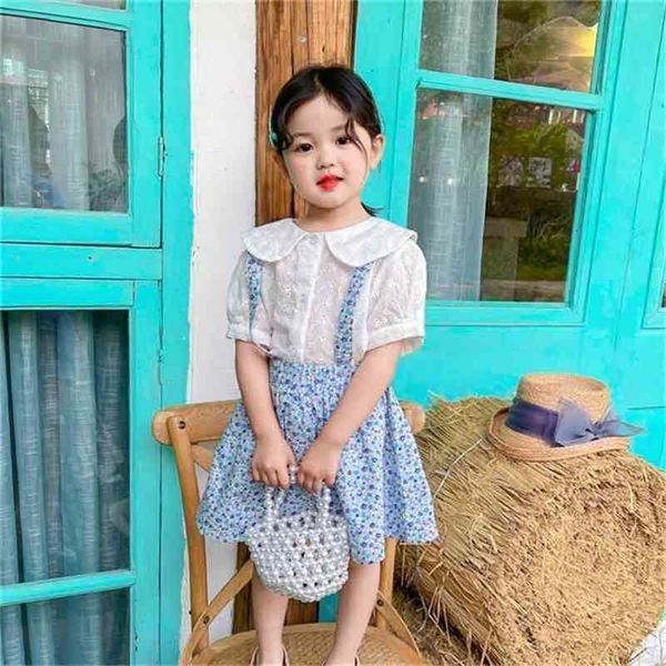 summer arrival girls fashion princess 2 pieces suit white blouses+overalls skirt 210528
summer arrival girls fashion princess 2 pieces suit white blouses+overalls skirt 210528