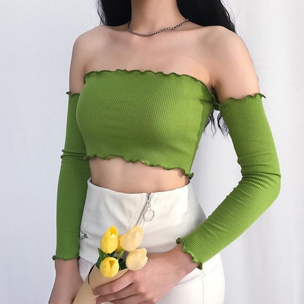 women's t-shirt 2021 spring and summer women ruffled one-shoulder long-sleeved bottoming ladies fashion crop korean street kpop, White
women's t-shirt 2021 spring and summer women ruffled one-shoulder long-sleeved bottoming ladies fashion crop korean street kpop, White