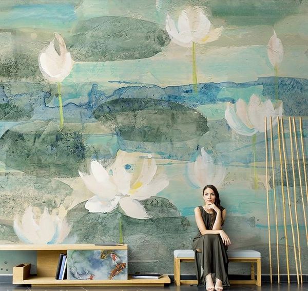 wallpapers nordic hand-painted abstract oil painting lotus leaf wallpaper living room tv background
wallpapers nordic hand-painted abstract oil painting lotus leaf wallpaper living room tv background