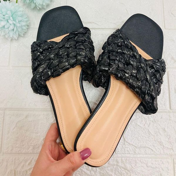 slippers 2021 women weave summer fashion female casual comfort outside slides ladies elegant square toe flat plus size 42, Black
slippers 2021 women weave summer fashion female casual comfort outside slides ladies elegant square toe flat plus size 42, Black