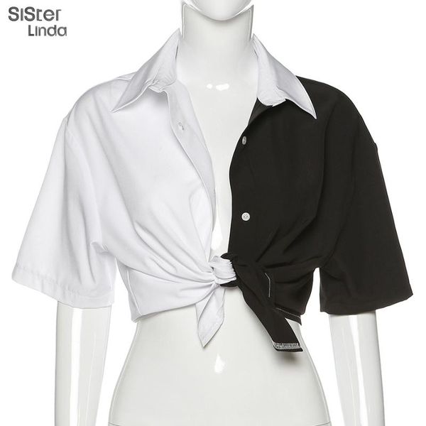 women's t-shirt sisterlinda black white patchwork t shirt women 2021 spring casual street short sleeves lapel simple tees femme outfit
women's t-shirt sisterlinda black white patchwork t shirt women 2021 spring casual street short sleeves lapel simple tees femme outfit