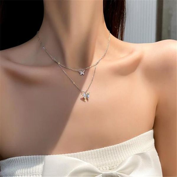 pendant necklaces trend fine double layer crystal butterfly necklace silver color clavicle chain for women valentine's day jewelry gift
pendant necklaces trend fine double layer crystal butterfly necklace silver color clavicle chain for women valentine's day jewelry gift