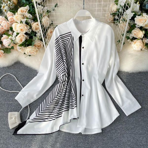 2021 new blouse white collar ladies irregular seam color contrast urban female shirt casual long 4xu8, White;black
2021 new blouse white collar ladies irregular seam color contrast urban female shirt casual long 4xu8, White;black
