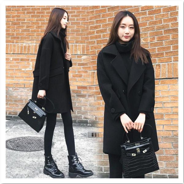 women's wool & blends winter coat korean fashion woolen black elegant pocket turn-down collar slim jacket women
women's wool & blends winter coat korean fashion woolen black elegant pocket turn-down collar slim jacket women