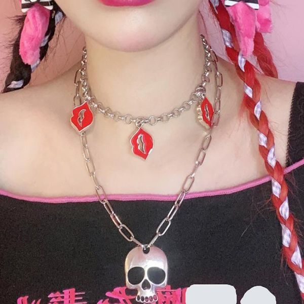 pendant necklaces punk hiphop metal red lips charms choker harajuku fashion rock jewelry vintage skull skeleton for women, Silver
pendant necklaces punk hiphop metal red lips charms choker harajuku fashion rock jewelry vintage skull skeleton for women, Silver