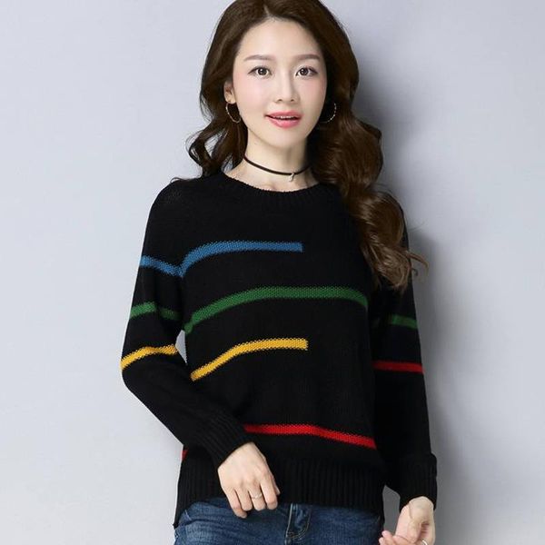 women's sweaters korean 2021 autumn red women and pullovers o neck long sleeve striped knitwear slim sueter mujer pull femme bzy007, White;black
women's sweaters korean 2021 autumn red women and pullovers o neck long sleeve striped knitwear slim sueter mujer pull femme bzy007, White;black