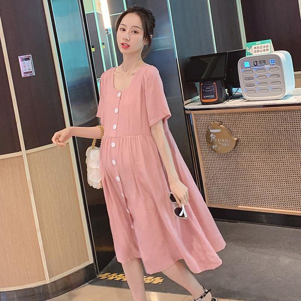 6004# summer pink cotton maternity long dress sweet large size loose clothes for pregnant women lovely pregnancy clothing, White
6004# summer pink cotton maternity long dress sweet large size loose clothes for pregnant women lovely pregnancy clothing, White
