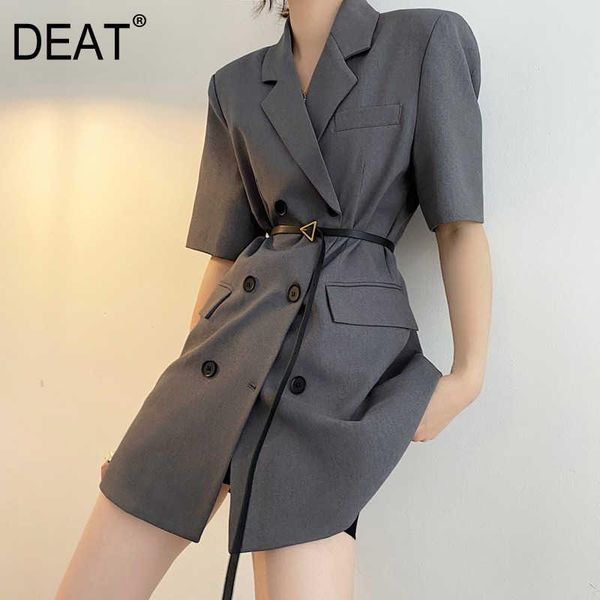 women's suits & blazers deat woman blazer coat short sleeve double button simple thin loose wiast grey solid jacket casual style 2021 s, White;black
women's suits & blazers deat woman blazer coat short sleeve double button simple thin loose wiast grey solid jacket casual style 2021 s, White;black