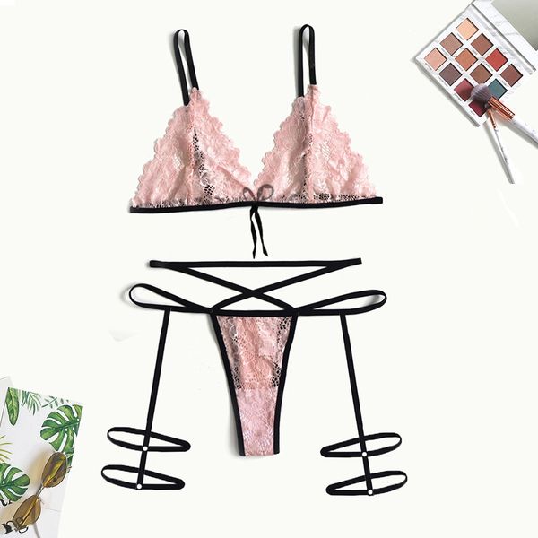 3Pieces/Lot New Sexy Women Lingerie Set Lace Flower Bra Wireless Bandage Underwear Transparent Pink Bra Thong Set Underwear Pajamas
3Pieces/Lot New Sexy Women Lingerie Set Lace Flower Bra Wireless Bandage Underwear Transparent Pink Bra Thong Set Underwear Pajamas