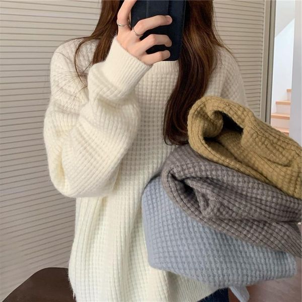 women's sweaters joinyouth autumn winter waffle sweater jacket women round neck thickened wild loose knitted korean solid long sleeve, White;black
women's sweaters joinyouth autumn winter waffle sweater jacket women round neck thickened wild loose knitted korean solid long sleeve, White;black