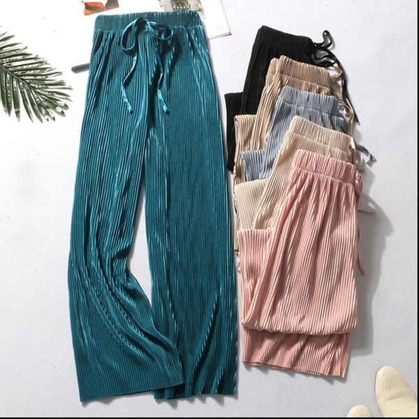 womens wide leg pleated pants elastic high waist straight trousers female lace up 2021 spring chic fashion loose clothes women, Black;white
womens wide leg pleated pants elastic high waist straight trousers female lace up 2021 spring chic fashion loose clothes women, Black;white