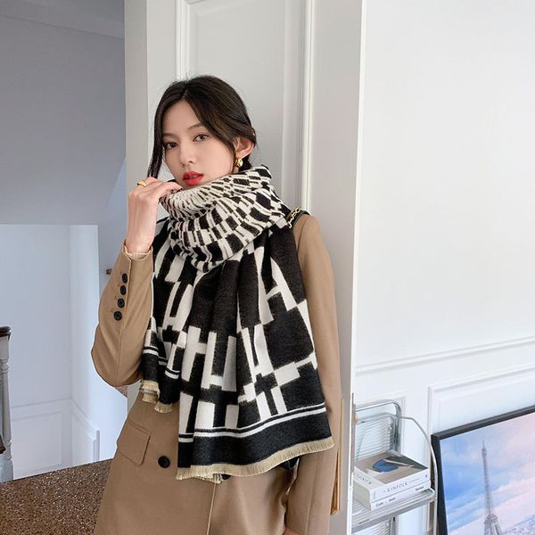 2021 autumn and winter warm brushed cashmere scarf all-match letters h womens warm shawl scarf trendy match, Blue;gray
2021 autumn and winter warm brushed cashmere scarf all-match letters h womens warm shawl scarf trendy match, Blue;gray