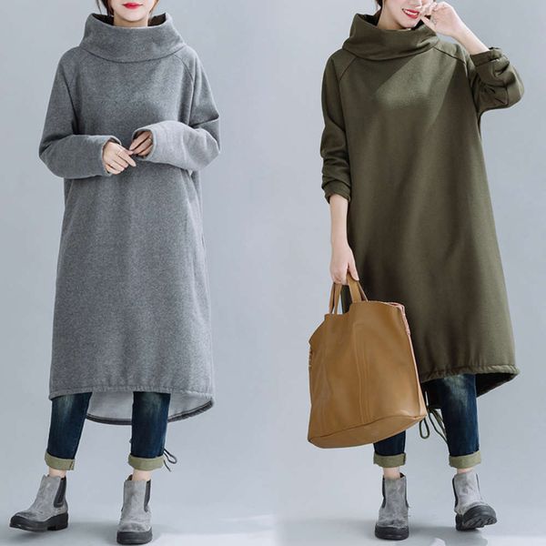 light luxury large new women's winter clothing in 2020 autumn and size loose sweater robe high collar cotton hemp dress for women, Black;gray
light luxury large new women's winter clothing in 2020 autumn and size loose sweater robe high collar cotton hemp dress for women, Black;gray
