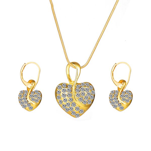 50497 jewelry creative simple 18k point diamond peach heart necklace earring set, Red;blue
50497 jewelry creative simple 18k point diamond peach heart necklace earring set, Red;blue