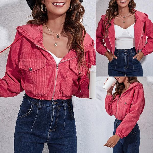 women's jackets street wear ladies outwear short jacket with hood women coat zipper pocket pink fashion solid color female, Black;brown
women's jackets street wear ladies outwear short jacket with hood women coat zipper pocket pink fashion solid color female, Black;brown