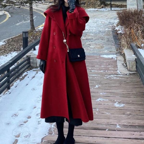 women's wool & blends overcoat women reversible cashmere coat long style autumn winter hepburn cloak, Black
women's wool & blends overcoat women reversible cashmere coat long style autumn winter hepburn cloak, Black
