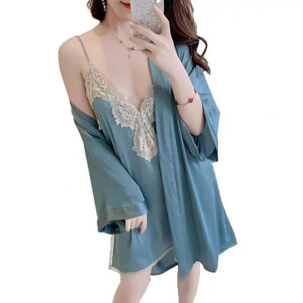 women's sleepwear lace silk satin robe nightdress v-neck nightgrown large size sleepdress summer homewear langerie bathrobe, Black;red
women's sleepwear lace silk satin robe nightdress v-neck nightgrown large size sleepdress summer homewear langerie bathrobe, Black;red