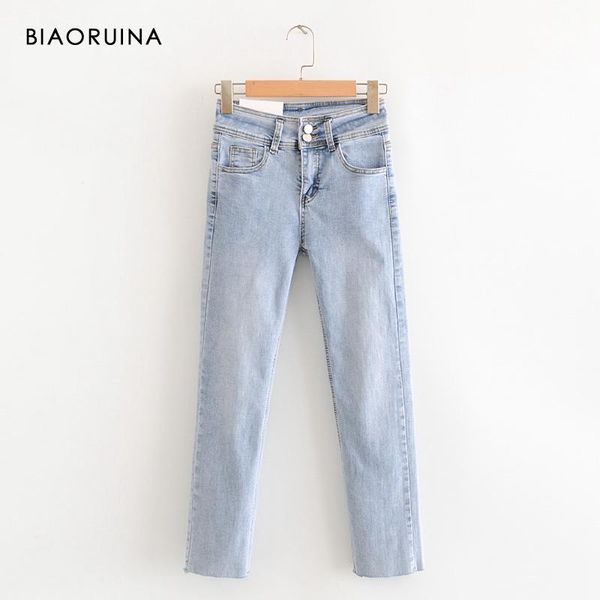 women's jeans biaoruina washing bleached skinny straight female casual high waist ankle length fashion streetwear, Blue
women's jeans biaoruina washing bleached skinny straight female casual high waist ankle length fashion streetwear, Blue