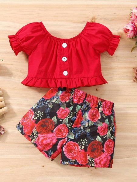 baby puff sleeve & floral print shorts she, White
baby puff sleeve & floral print shorts she, White