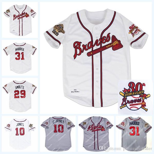 31 maddux 1995 wrold series 30 seasons 29 john smoltz 10 chipper jones 20 mark lemke 27 fred mcgriff baseball jerseys, Blue;black
31 maddux 1995 wrold series 30 seasons 29 john smoltz 10 chipper jones 20 mark lemke 27 fred mcgriff baseball jerseys, Blue;black