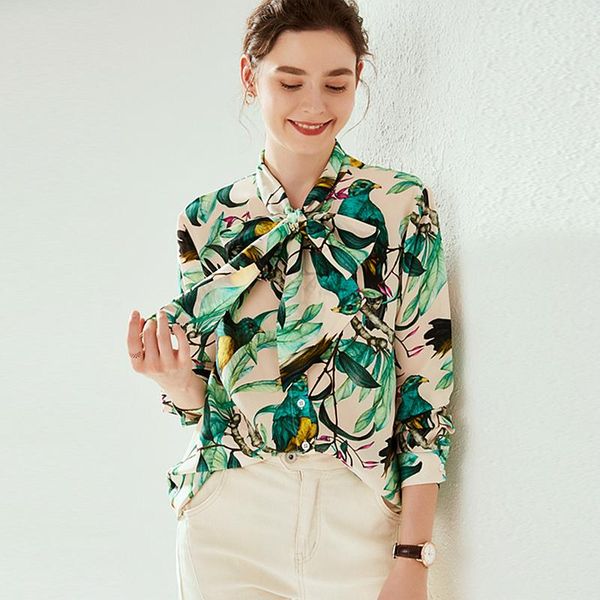 women's blouses & shirts 100% silk blouse women shirt printed vintage design neckline streamers long sleeves office graceful style fash, White
women's blouses & shirts 100% silk blouse women shirt printed vintage design neckline streamers long sleeves office graceful style fash, White