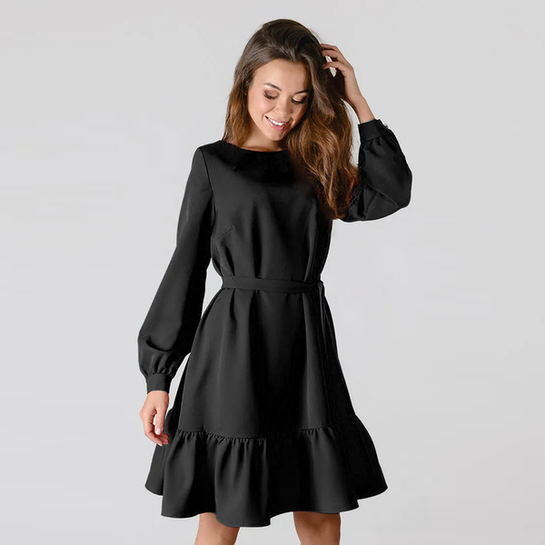 casual dresses moarcho ruffle loose dress women o neck lantern sleeve sashes mini autumn solid party 2021 fashion, Black;gray
casual dresses moarcho ruffle loose dress women o neck lantern sleeve sashes mini autumn solid party 2021 fashion, Black;gray