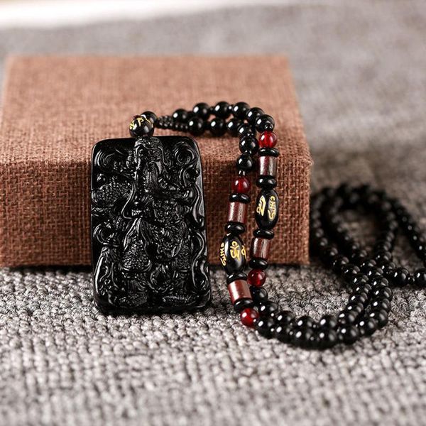 chains obsidian guan gong pendant hip hop amulet necklace men's decorative personality hanging jewelry, Silver
chains obsidian guan gong pendant hip hop amulet necklace men's decorative personality hanging jewelry, Silver