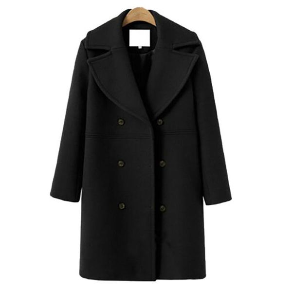 women's wool & blends women overcoat woolen coat baggy outwear solid double breasted elegant jacket winter lapel long warm ladies fashi, Black
women's wool & blends women overcoat woolen coat baggy outwear solid double breasted elegant jacket winter lapel long warm ladies fashi, Black