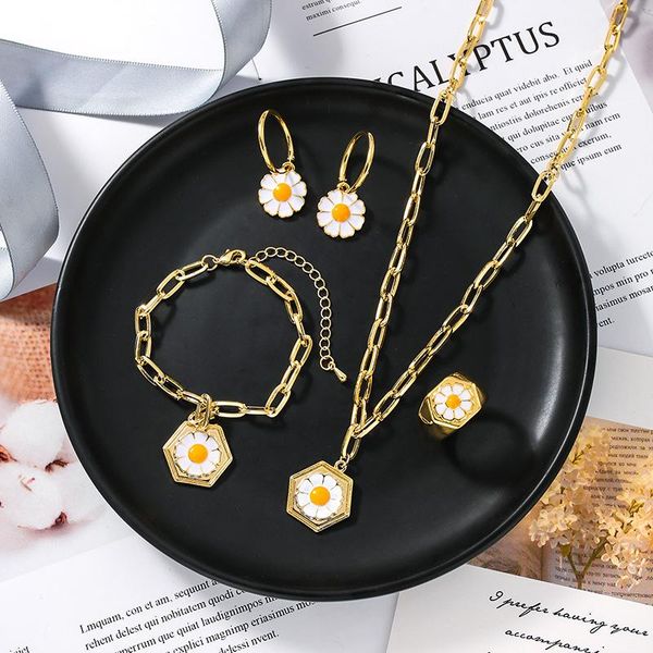 pendant necklaces srcoi simple small daisy necklace gold color sweet style flower hexagon medal coin thick chain women jewelry, Silver
pendant necklaces srcoi simple small daisy necklace gold color sweet style flower hexagon medal coin thick chain women jewelry, Silver