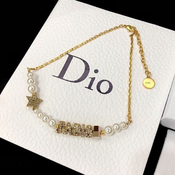 75% off outlet online family new letter pearl necklace for women, Silver